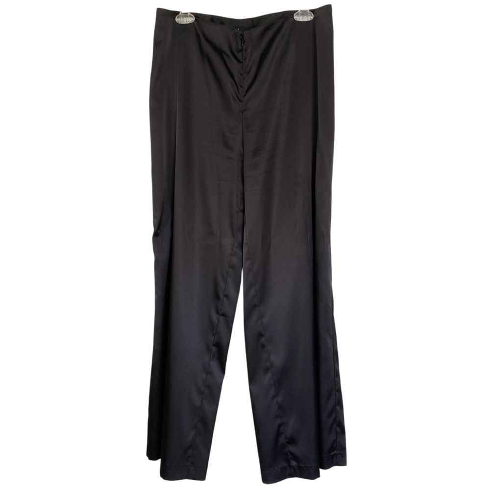 L. Ritchie Black Silk Like Zippered Wide Leg Suit Pants Size 10
